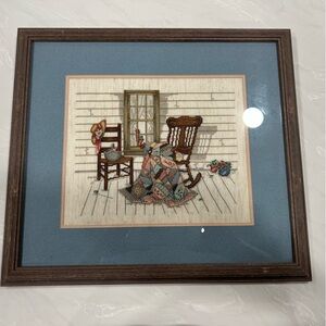 Hand Crafted Framed Cross Stitch Scene Wall Art